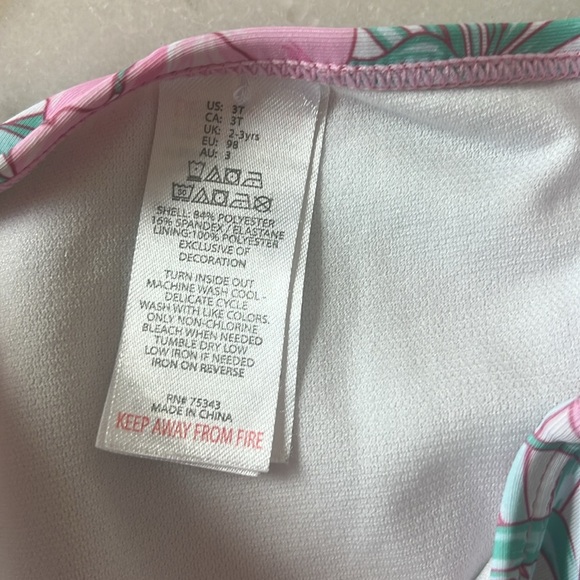 Tommy Bahama 3T Rash Guard Swimsuit Pink Ruffle Hibiscus Wonder Nation Rainbow - Picture 9 of 16